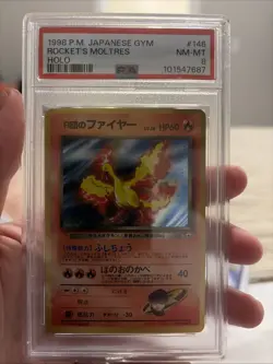 Pokemon TCG Rockets Moltres Holo Rare Japanese Gym No #146 PSA 8 - Image 1