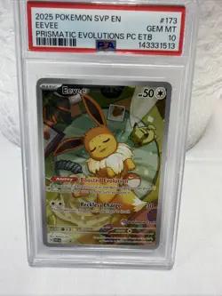 PSA 10- 2025 Prismatic Evolutions Pokemon Center ETB Promo Eevee #173 - Image 1