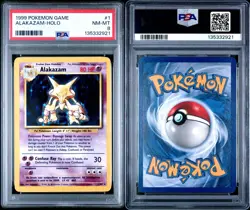 1999 POKEMON BASE SET UNLIMITED #1 ALAKAZAM-HOLO PSA 8 NEW CERT CLEAN PSA 8! 🔥 - Image 1