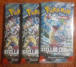 3 Packs - Pokemon Scarlet & Violet: Stellar Crown Booster Packs - TCG - NEW 820650853258 - Image 1