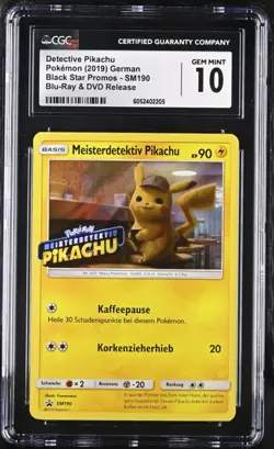Pokemon Detective Pikachu 2019 German Black Star Promos SM190 CGC GEM MINT 10 - Image 1