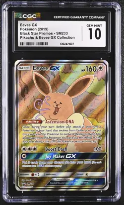 2019 Pokemon Black Star Promos Eevee GX and Pikachu Collection SM233 CGC 10 - Image 1
