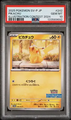 2025 POKEMON JPN SV-P PROMO ILLUSTRATION CONTEST 2024 #242 PIKACHU PSA 10 Card - Image 1