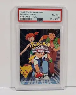 1999 Pokemon Topps Checklist Foil Movie Edition Pokemon Card Graded PSA 8 - Image 2