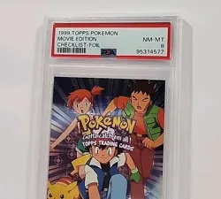 1999 Pokemon Topps Checklist Foil Movie Edition Pokemon Card Graded PSA 8 - Image 3