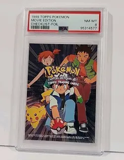 1999 Pokemon Topps Checklist Foil Movie Edition Pokemon Card Graded PSA 8 - Image 4