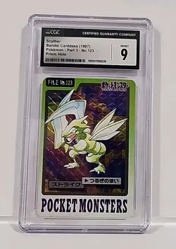 CGC 9 Scyther 123 Holo Prism Pokemon 1997 Bandai Carddass Japanese Card Graded - Image 2