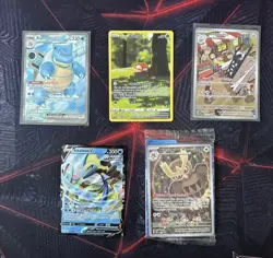 Pokemon 5 Card Lot, 5 Near Mint IRs, TG, V, & ex Cards! Blastoise ex, Noctowl,.. - Image 1