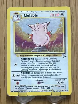Clefable - 5/130 - Pokemon Base Set 2 Holo Rare Card WOTC LP - Image 1
