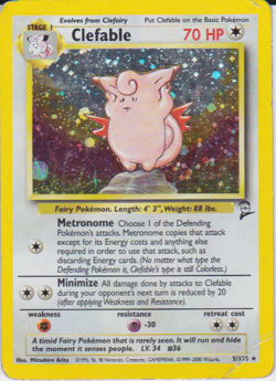Pokemon Card: Clefable (Base Set 2) 5/130 Holo Rare: Lightly Played Condition - Image 1