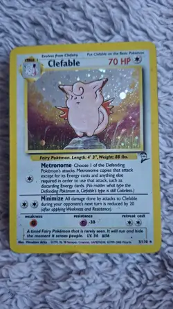 ​Clefable 5/130 Holo Rare - Base Set 2 - Vintage 2000 WOTC Pokemon Card - LP/MP - Image 2
