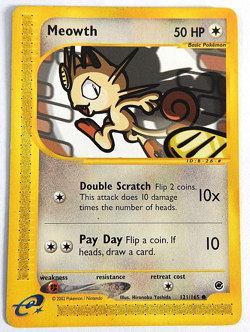 POKEMON MEOWTH 121/165 REGULAR EXPEDITION 2002 POKEMON LP - Image 1