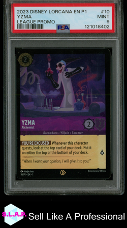 YZMA DISNEY LORCANA 9/P1 2023 LEAGUE PROMO FOIL ENGLISH PSA 9 - Image 1