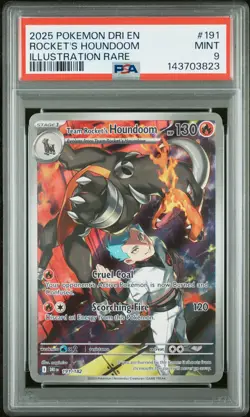 2025 POKEMON DRI EN-ILLUSTRATION RARE #191 TEAM ROCKET'S HOUNDOOM PSA 9 - Image 1
