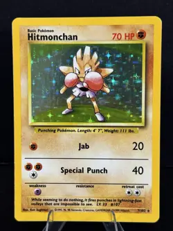 Hitmonchan HOLO 7/102 1999 Pokemon TCG BASE SET WOTC WIZARDS OF THE COAST. LP - Image 1