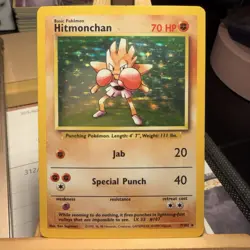 Hitmonchan 7/102 Base Set Holo Rare Unlimited WOTC Pokemon TCG NM/LP - Image 1