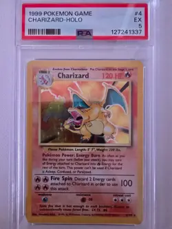 PSA 5 EXCELLENT Charizard #4/102 - 1999 Base Set Holo Rare Pokemon TCG - Image 1
