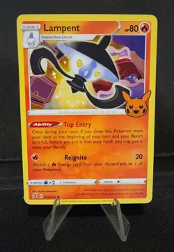 CRIMPED Trick or Treat 2022 Stamped - Lampent 32/192 Pokemon Card - Image 1
