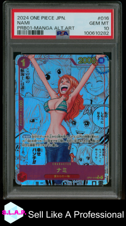 NAMI MANGA ALT ART ONE PIECE JP PRB01-PREM BOOST CARD THE BEST- 2024 016 PSA 10 - Image 1