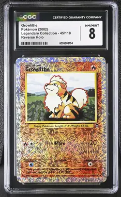 CGC 8 Growlithe 45/110 Reverse Holo Legendary Collection Pokemon Card - Image 1