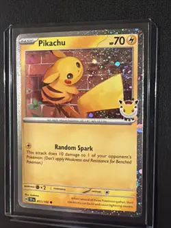 Pikachu 051 /162 Stamped 2026 Pokemon Day 30th Anniversary Promo Cosmos w/ SWIRL - Image 1