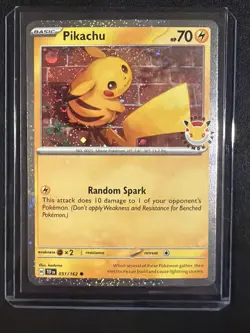 Pikachu 051 /162 Stamped 2026 Pokemon Day 30th Anniversary Promo Cosmos w/ SWIRL - Image 2