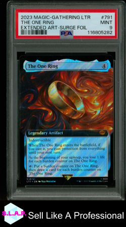 THE ONE RING MTG M0791 2023 LORD OF THE RINGS EXTENDED ART SURGE FOIL ENG PSA 9 - Image 1