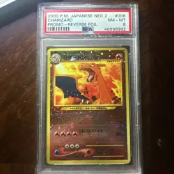 2000 POKEMON JAPANESE JPN NEO 2 PROMO REVERSE FOIL #006 CHARIZARD PSA 8 VINTAGE - Image 1