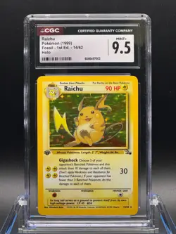CGC 9.5 MINT+ ✨ - Raichu 14/62 Fossil Holo 1st Edition - 1999 Pokemon - Image 1