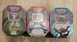 Mighty Mysterious Pokemon Tin Set Of 3 Snorlax Mimikyu Darkrai - Image 1