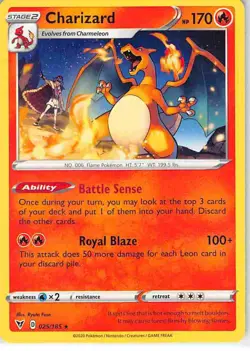 Charizard 025/185 Rare Vivid Voltage Pokemon NM - Image 1