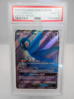 Pokemon Sm-Unified Minds Latios GX 223/236 PSA 10 Full Art Holo English 2019 - Image 2