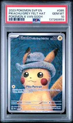 2023 POKEMON SVP EN-SV BLACK STAR PROMO #085 PIKACHU WITH GREY FELT HAT PSA 10 - Image 1