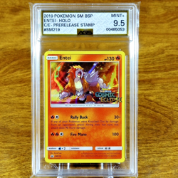 Pokemon Cosmic Eclipse Black Star Promo Stamped Entei SM219 AGS Mint+ 9.5 2019 - Image 1