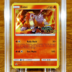 Pokemon Cosmic Eclipse Black Star Promo Stamped Entei SM219 AGS Mint+ 9.5 2019 - Image 2
