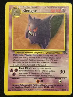 Pokemon Gengar TCG 20/62 Fossil Unlimited Rare HP - Image 1