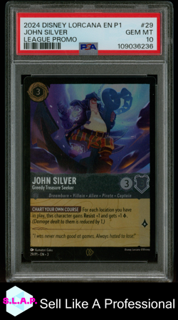 JOHN SILVER DISNEY LORCANA 29/P1 2024 LEAGUE PROMO FOIL ENGLISH PSA 10 - Image 1