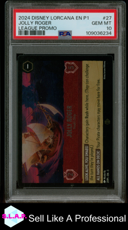 JOLLY ROGER DISNEY LORCANA 27/P1 2024 LEAGUE PROMO FOIL ENGLISH PSA 10 - Image 1