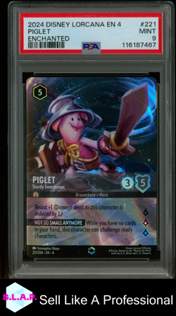 PIGLET DISNEY LORCANA 221/204 2024 URSULA'S RETURN ENCHANTED ENGLISH PSA 9 - Image 1