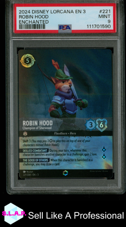 ROBIN HOOD DISNEY LORCANA 221/204 2024 INTO THE INKLANDS ENCHANTED ENGLISH PSA 9 - Image 1
