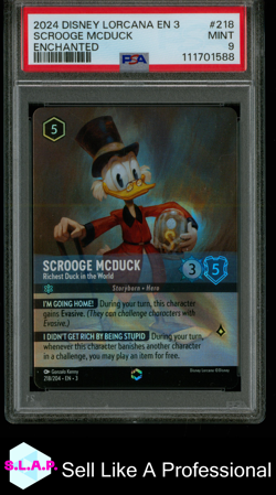 SCROOGE MCDUCK DISNEY LORCANA 218/204 2024 INTO THE INKLANDS ENCHANTED EN PSA 9 - Image 1
