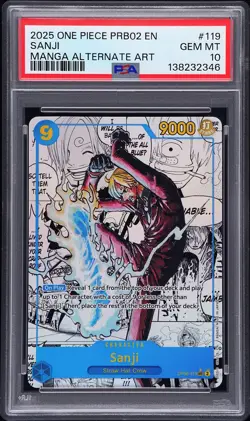 2025 ONE PIECE PRB02-PREMIUM BOOSTER MANGA ALT ART SANJI PSA 10 - Image 1