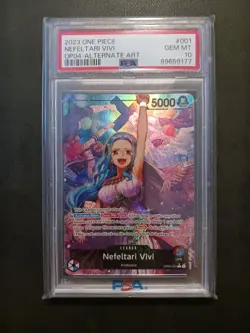 One Piece Card Game TCG Nefeltari Vivi OP04-001 Alt Art Leader PSA 10 - Image 1