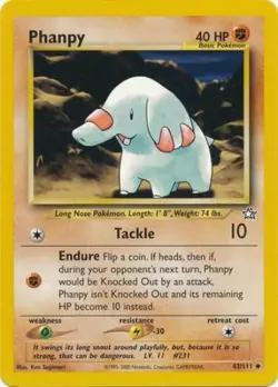 Pokemon Card - Neo Genesis 43/111 - PHANPY (uncommon) - NM - Image 1