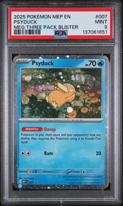 PSYDUCK BLACK STAR PROMO COSMOS HOLO #007 2025 POKEMON MEP MEGA EN PSA 9 MINT - Image 1