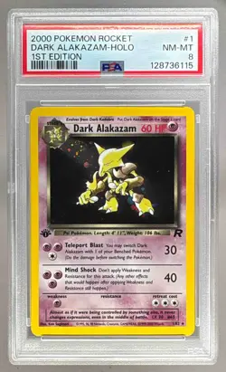 128736115 Dark Alakazam 2000 Pokemon Team Rocket 1st Edition #1 PSA 8 - Image 1