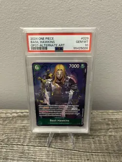 2024 One Piece Basil Hawkins OP07-029 Alternate Art PSA 10 Gem Mint - Image 1