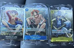SEALED One Piece OP13 PROMO Lot 3 Cards P-013 P-014 P-015 Luffy Ace Sabo - Image 1