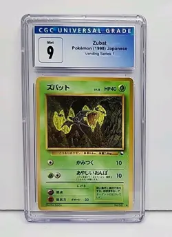 CGC 9 Zubat 1998 Vending Series 1 Japanese Pokemon Card Graded Mint 9 - Image 1