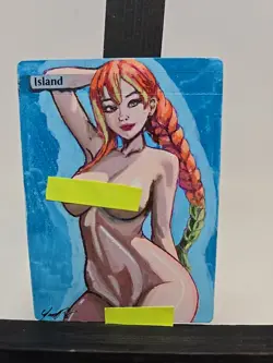 MTG Island Mitsuri Kanroji Waifu Alter Art Hand Painted Signed BAZAYO - Image 1